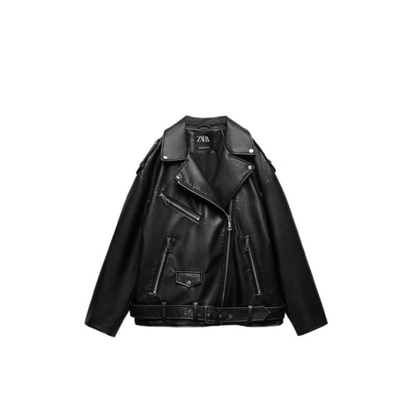 ZARA FAUX LEATHER OVERSIZE JACKET BLACK SIZE | 4341 911  7901 991 - Picture 1 of 11